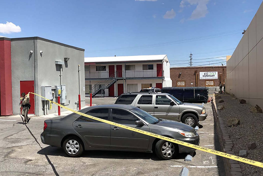 Las Vegas police investigate a fatal shooting on Las Vegas Boulevard South near Sahara Avenue, near the Las Vegas Strip, Thursday, July 19, 2018. (K.M.Cannon/Las Vegas Review-Journal)