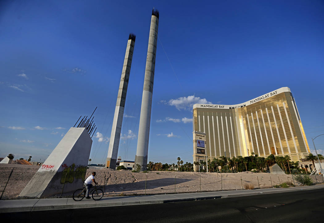 The partially built SkyVue observation-wheel project across the Strip from Mandalay Bay in Las Vegas Thursday, July 2, 2018. K.M. Cannon Las Vegas Review-Journal @KMCannonPhoto