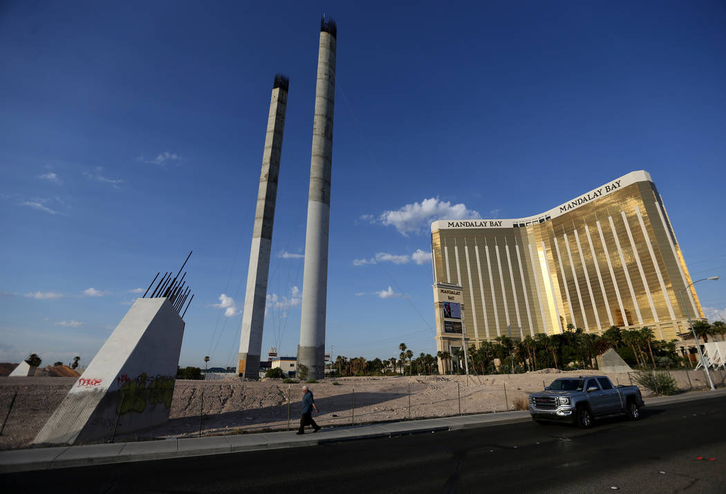 The partially built SkyVue observation-wheel project across the Strip from Mandalay Bay in Las Vegas Thursday, July 2, 2018. K.M. Cannon Las Vegas Review-Journal @KMCannonPhoto