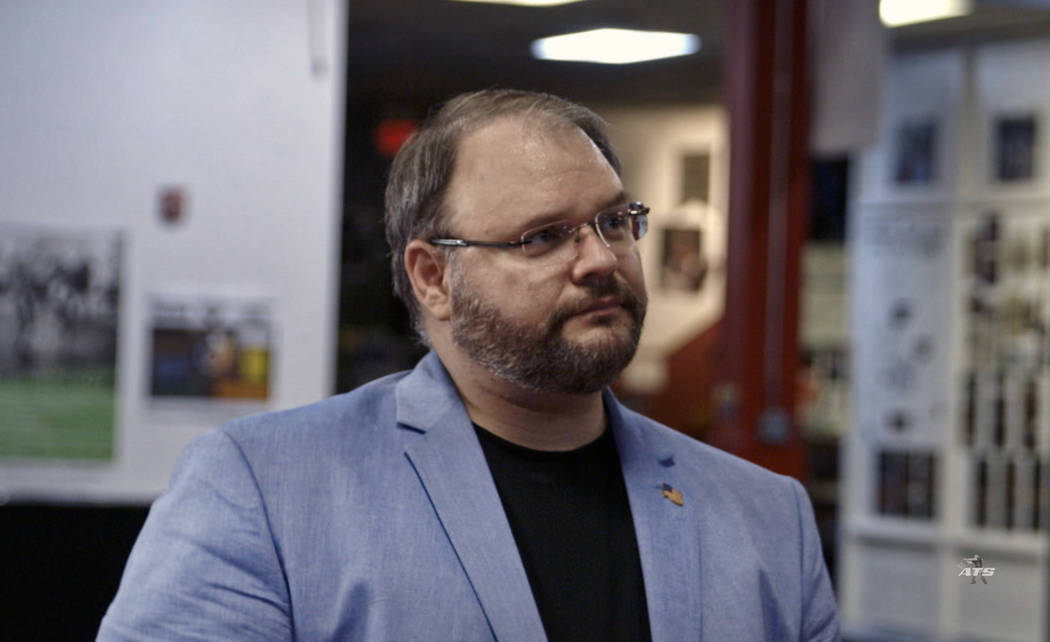 This image released by Showtime shows Jason Spencer in a scene from the series "Who Is America," starring Sacha Baron Cohen. In the episode featuring Spencer, Cohen poses as an Israeli m ...