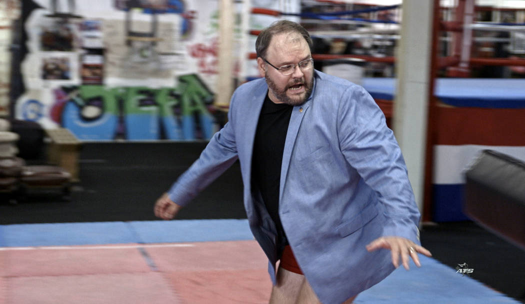 This image released by Showtime shows Jason Spencer in a scene from the series "Who Is America," starring Sacha Baron Cohen. In the episode featuring Spencer, Cohen poses as an Israeli m ...