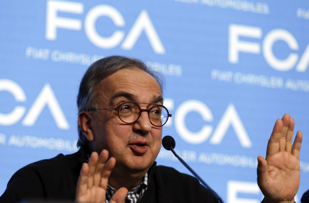 Fiat Chrysler CEO Sergio Marchionne speaks during a news conference in this Friday, June 1, 2018 file photo, in Balocco, Italy. (Luca Bruno, AP file)