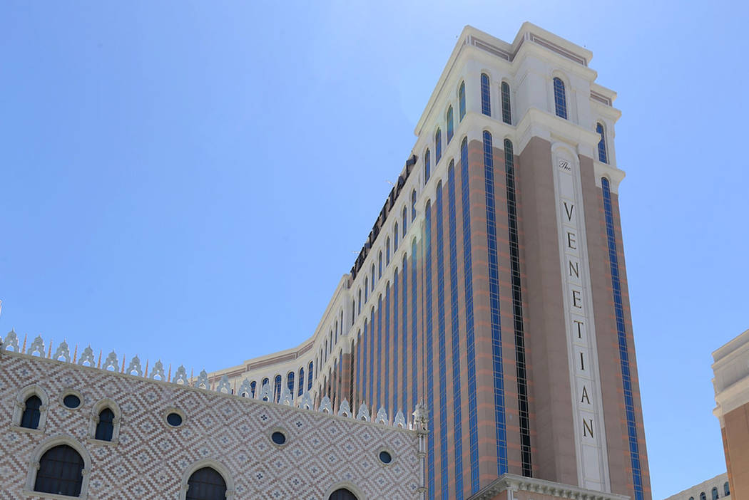 Guests take a gondola ride with a singing gondolier at The Venetian on the Strip in Las Vegas Tuesday, May 29, 2018. K.M. Cannon Las Vegas Review-Journal @KMCannonPhoto
