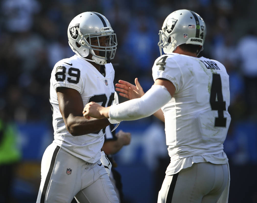 Oakland Raiders wide receiver Amari Cooper (89) celebrates his