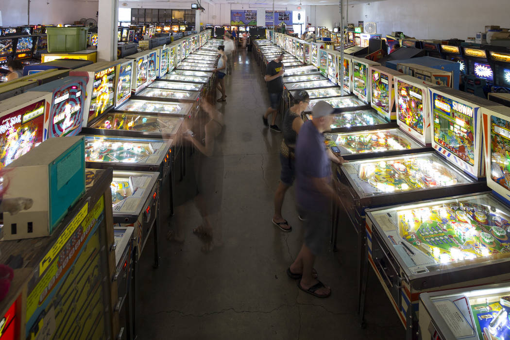 Patrons visit the Pinball Hall of Fame located at 1610 E. Tropicana Avenue in Las Vegas on Saturday, July 28, 2018. Richard Brian Las Vegas Review-Journal @vegasphotograph