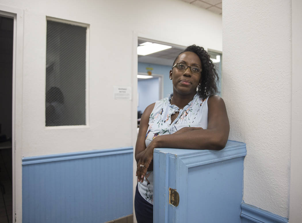 Alexandria Anderson, executive director of the Southern Nevada Community Health Improvement Program, at the city of Las Vegas' homeless courtyard on Thursday, July 27, 2018. The courtyard is now o ...