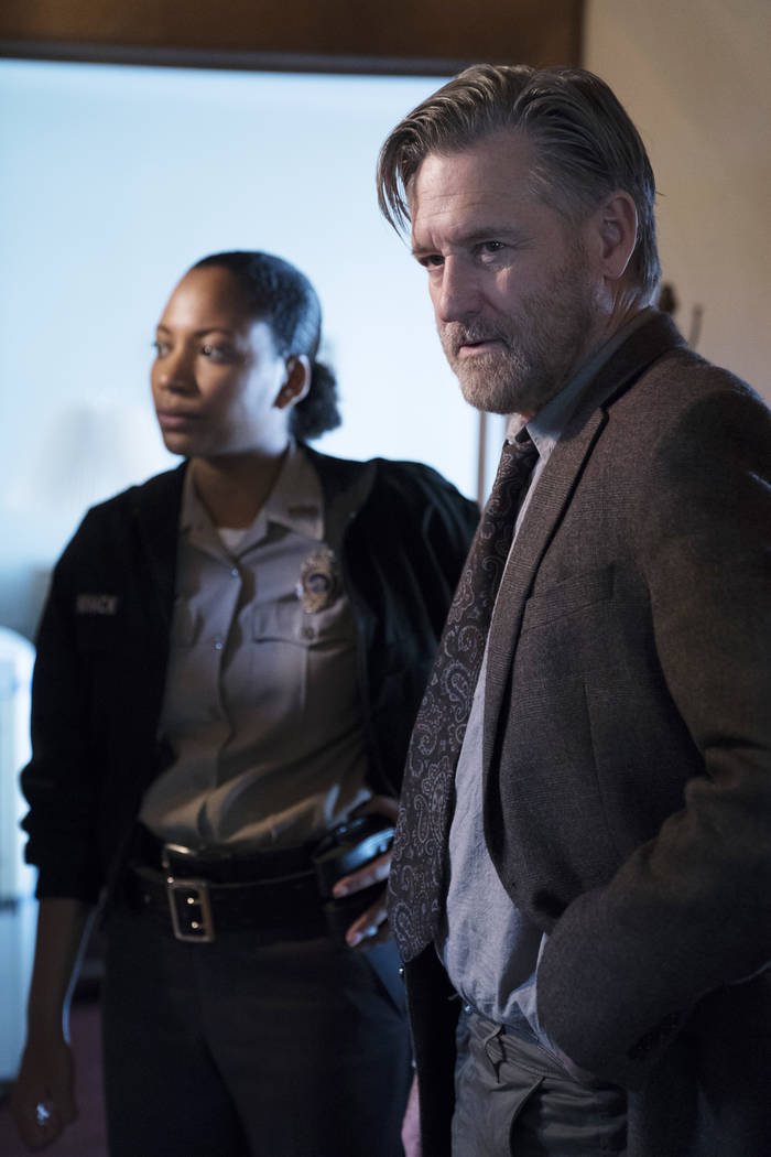 Natalie Paul as Heather and Bill Pullman as Detective Lt. Harry Ambrose on "The Sinner." (Photo by: Peter Kramer/USA Network)