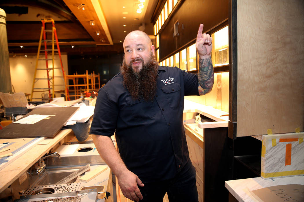 Chef and owner Ralph Perrazzo gives a tour of the future BBD's restaurant at Palace Station hotel-casino in Las Vegas, Friday, July 20, 2018. Erik Verduzco Las Vegas Review-Journal @Erik_Verduzco