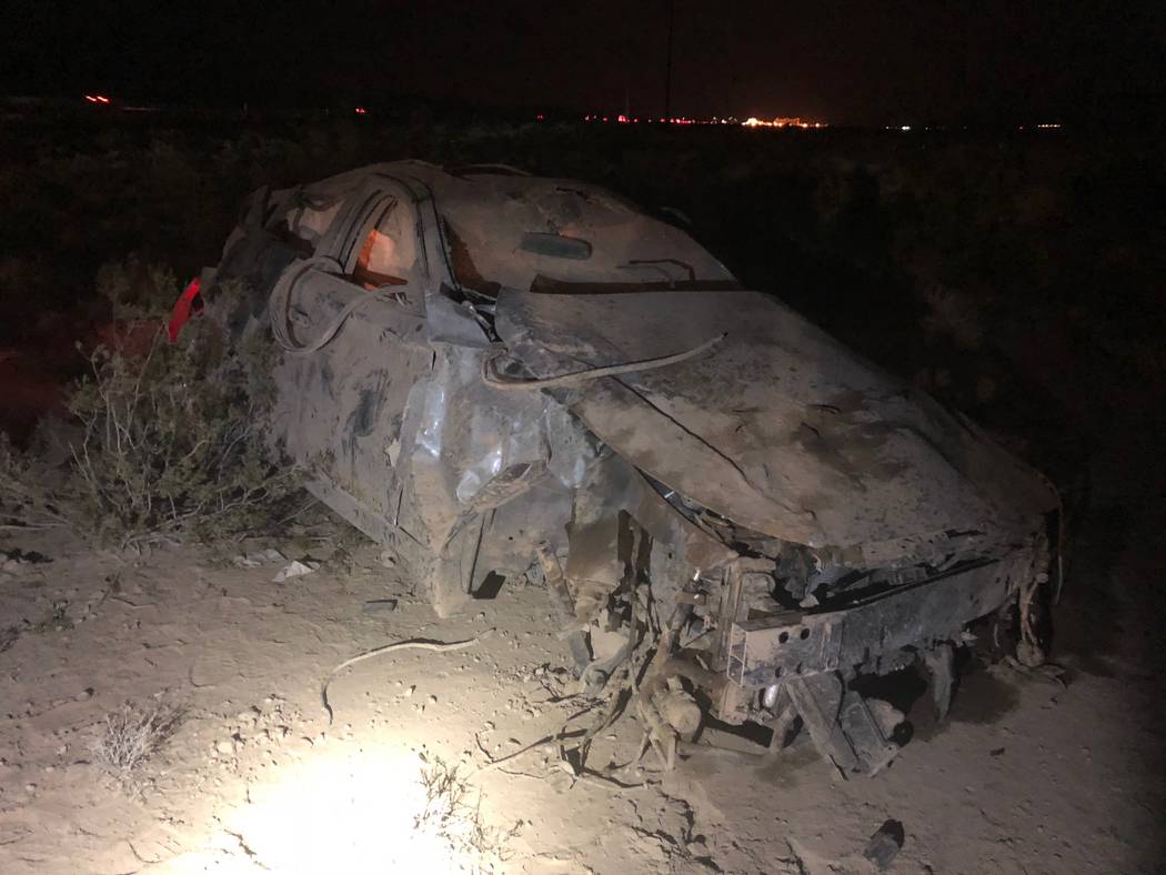 A man and woman died late Friday, July 27,2018, after the car they were in was involved in a rollover crash on Interstate 15 near Primm. (Nevada Highway Patrol)