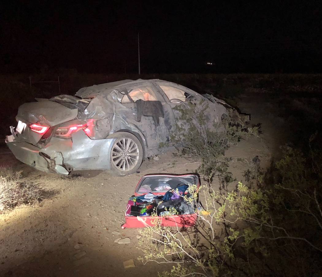 A man and woman died late Friday, July 27,2018, after the car they were in was involved in a rollover crash on Interstate 15 near Primm. (Nevada Highway Patrol)