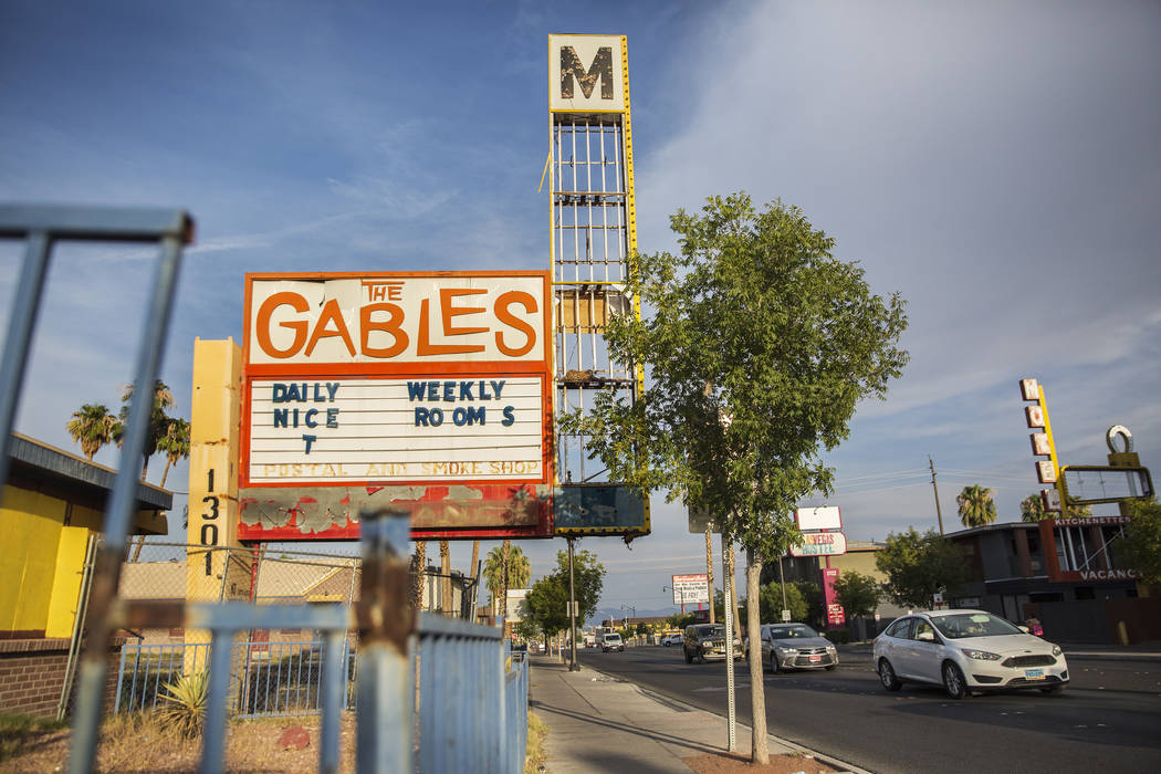The Gables Motel at 1301 Fremont Street on Monday, July 30, 2018, in Las Vegas. Benjamin Hager Las Vegas Review-Journal @benjaminhphoto