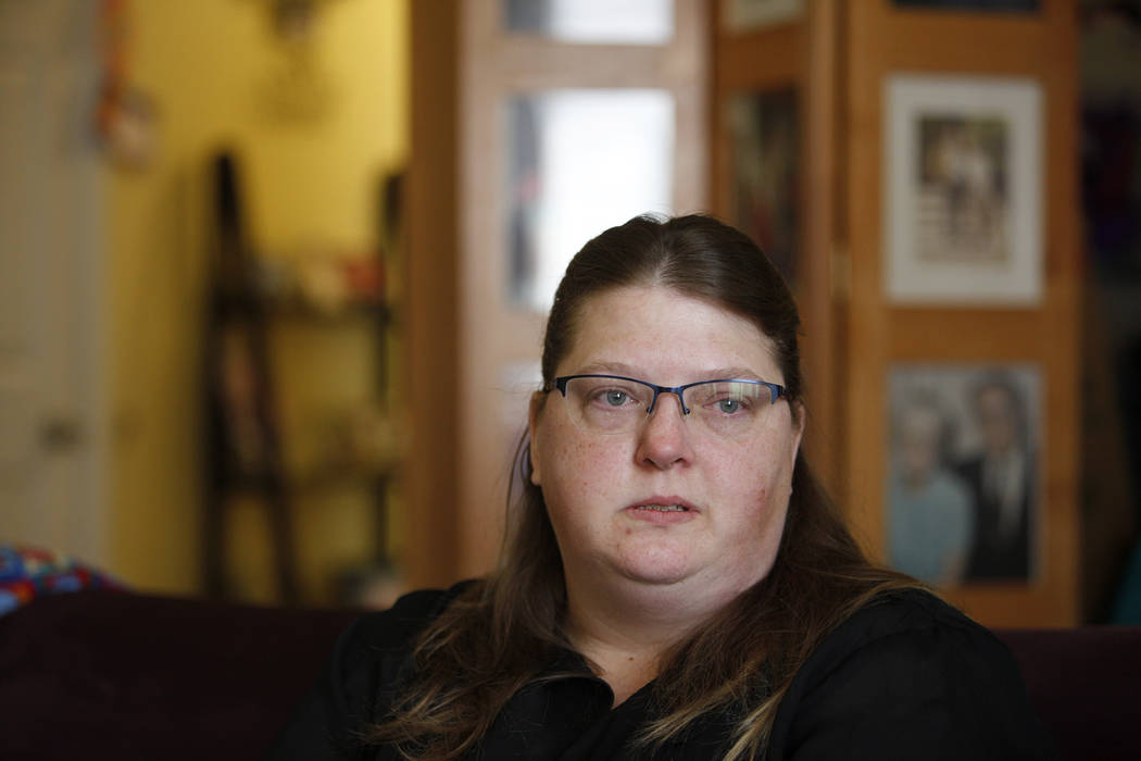 Carrie Olsen talks about the health issues of her son, Daemion Olsen, 9, to the Review-Journal at her home in Las Vegas, Tuesday, July 31, 2018. Medicaid announced a new rule in June that forced D ...