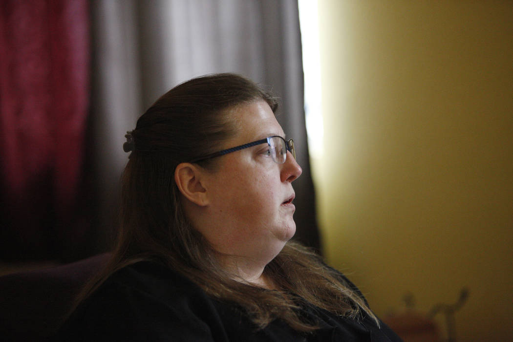 Carrie Olsen talks about the health issues of her son, Daemion Olsen, 9, to the Review-Journal at her home in Las Vegas, Tuesday, July 31, 2018. Medicaid announced a new rule in June that forced D ...