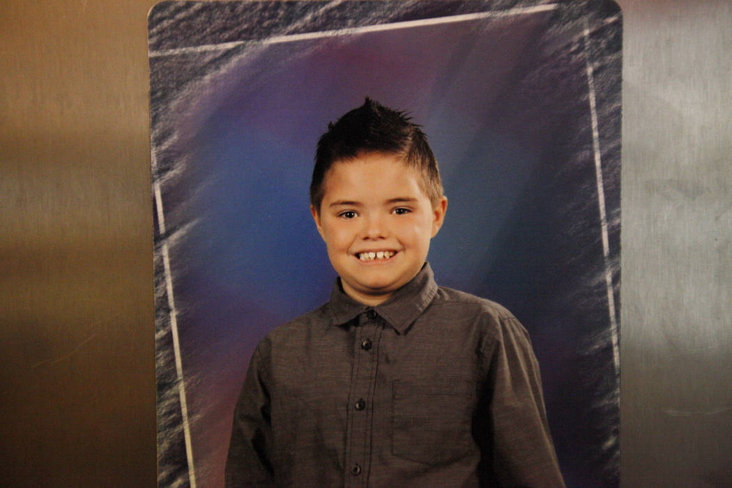 A photo of Daemion Olsen, 9, at his home in Las Vegas, Tuesday, July 31, 2018. Medicaid announced a new rule in June that forced Daemion's therapist, who he has been seeing for three years, to cut ...
