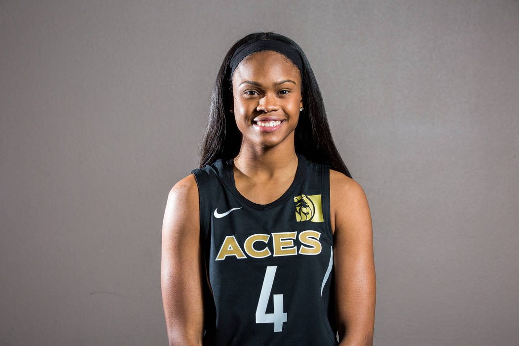 Las Vegas Aces guard Moriah Jefferson during the Aces media day at MGM Grand in Las Vegas on Thursday, May 3, 2018. Patrick Connolly Las Vegas Review-Journal @PConnPie