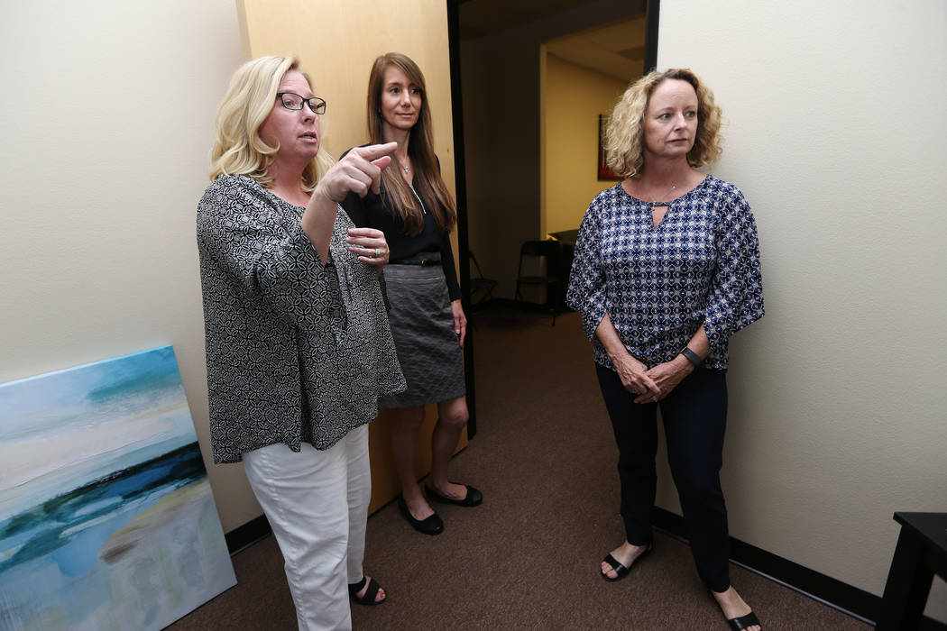 Center for Hope's CEO Amy Gerberry, from left, registered dietitian Lisa Contreras, and registered diabetes educator and dietitian Mary Dunaway, tour the newly opened Center for Hope, an eating di ...
