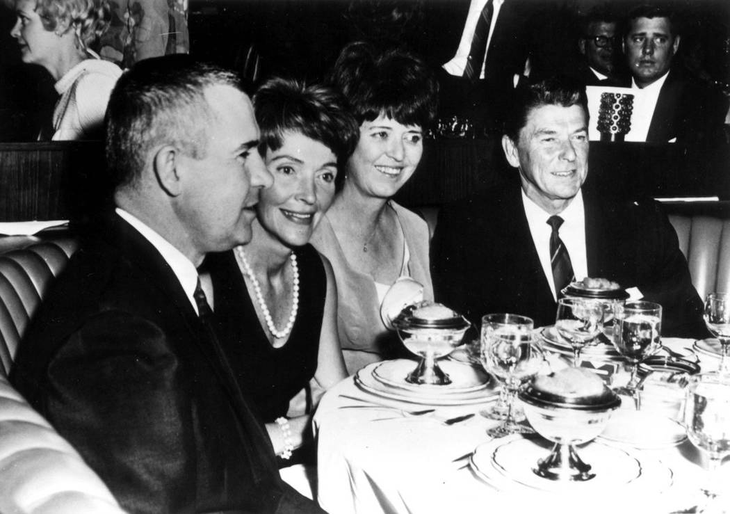 Ronald Reagan and wife Nancy with Nev. Governor Paul Laxalt and wife Jackie at Lake Tahoe in 1966. (Nevada State Museum)