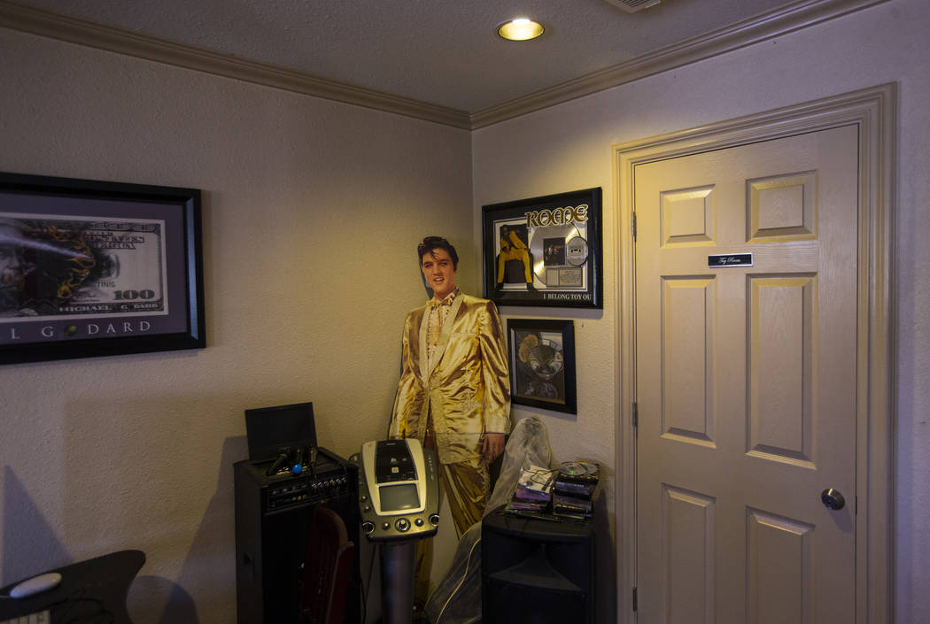 A cardboard cutout of Elvis Presley in a bar area at the Love Ranch brothel in Crystal, just no ...