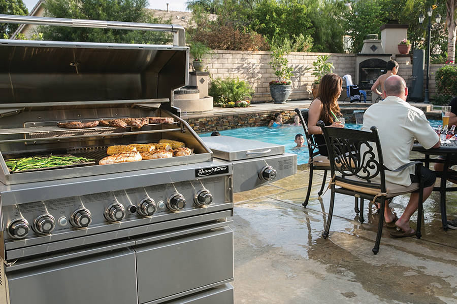 Barbeques Galore The Grand Turbo gas grill provides space, performance and heat control to ensure food offerings come off the grill cooked to perfection. With 845 square inches and seven burners, ...
