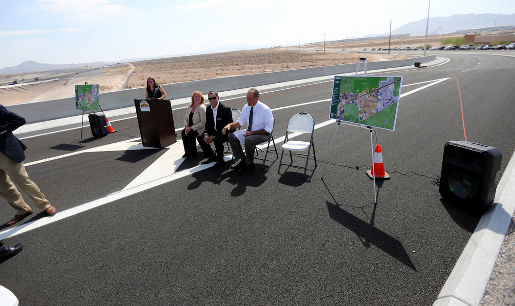 North Las Vegas Public Information Officer Delen Goldberg, from left, Nevada Department of Transportation Deputy Director for Southern Nevada Tracy Larkin-Thomason, CBRE Executive Vice President K ...
