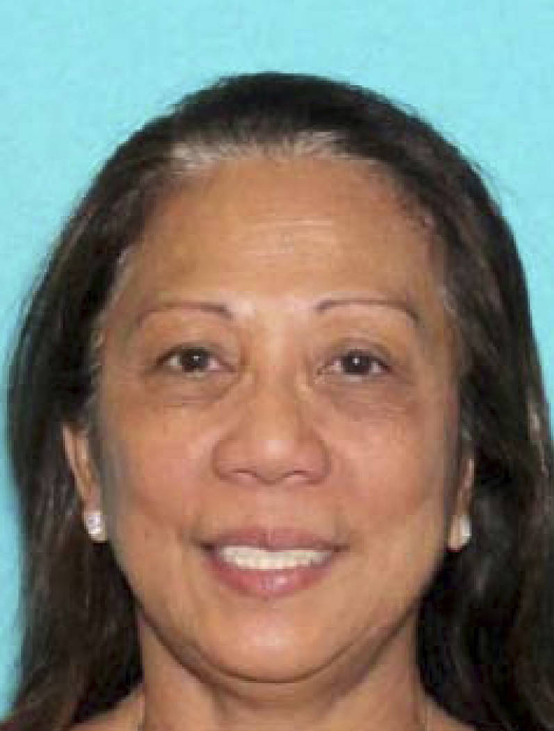 This undated photo provided by the Metropolitan Police Department shows Marilou Danley. Danley, 62, returned to the U.S. from the Philippines on Oct. 3, 2017, and was met at Los Angeles Internatio ...