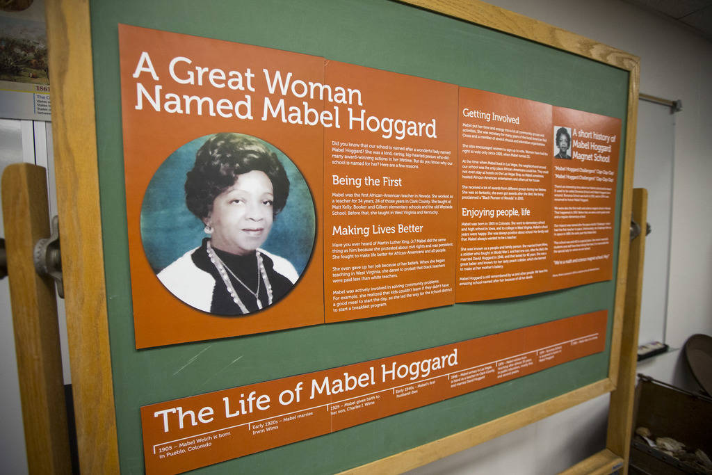 A tribute exhibit to Mabel Hoggard on display at Mabel Hoggard Elementary School in Las Vegas on Wednesday, Aug. 8, 2018. Richard Brian Las Vegas Review-Journal @vegasphotograph