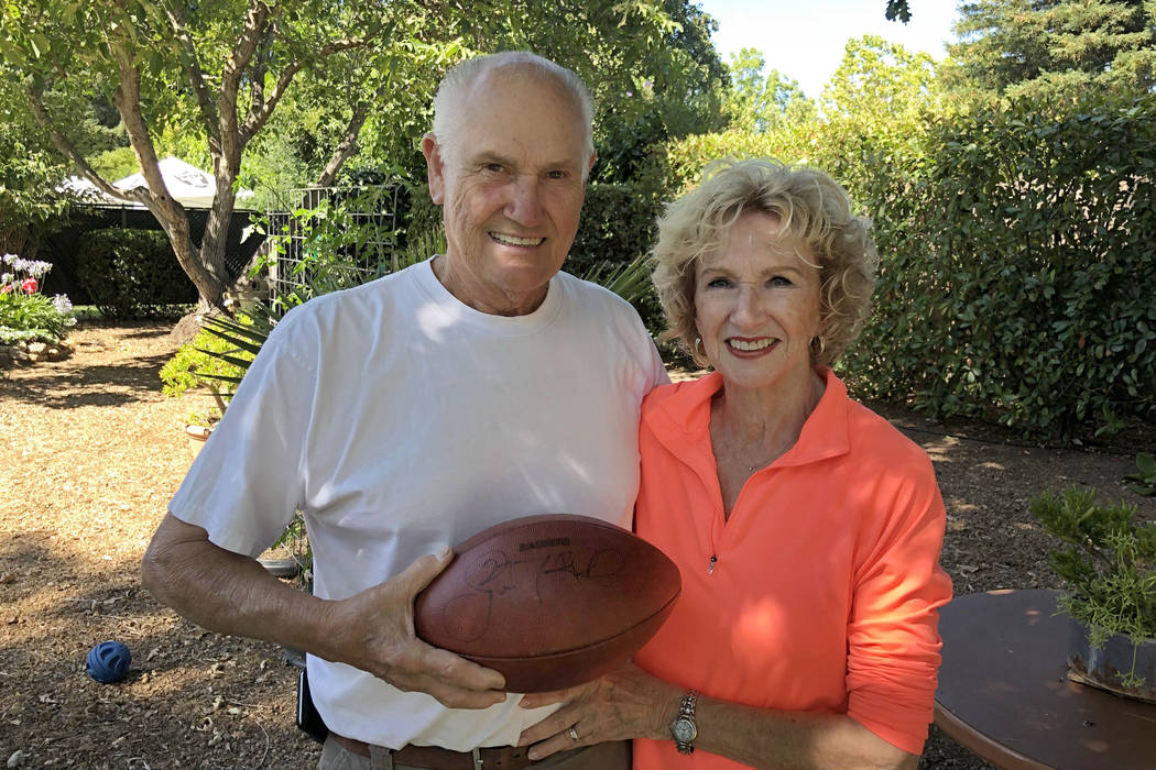 John King and his wife, Sandy, in the backyard of their home in Napa, Calif. (Michael Gehlken/Las Vegas Review-Journal)