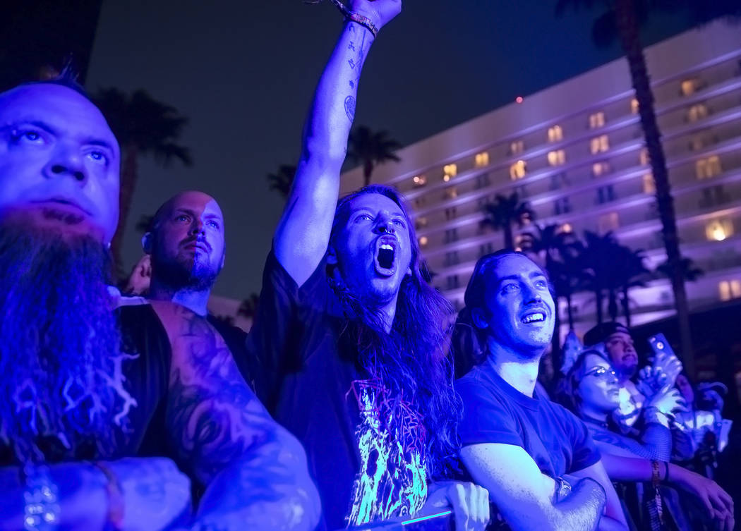 Fans cheer during Young and in the Way's performance at Psycho Las Vegas on Friday, Aug 18, 2017, at the Hard Rock hotel-casino, in Las Vegas. Benjamin Hager Las Vegas Review-Journal @benjaminhphoto