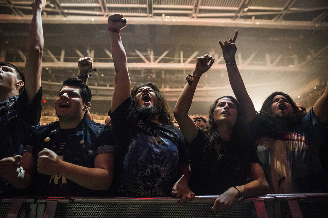 Fans cheer for Ace Frehley, former guitarist and founding member of Kiss, during Psycho Las Vegas on Saturday, Aug 19, 2017, at the Hard Rock hotel-casino, in Las Vegas. Benjamin Hager Las Vegas R ...