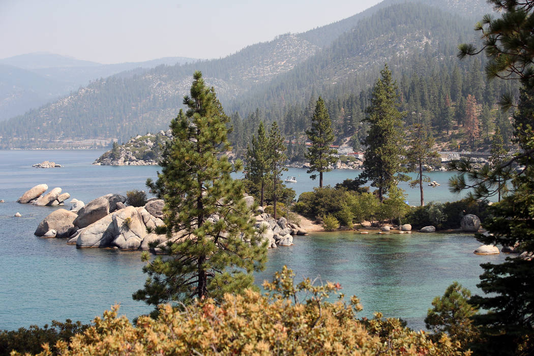 Federal, state and local officials gather for the 22nd annual Lake Tahoe Summit, at Sand Harbor State Park, near Incline Village, Nev., on Tuesday, Aug. 7, 2018. (Cathleen Allison/Las Vegas Review ...