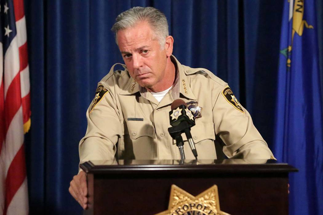 Clark County Sheriff Joe Lombardo takes questions during a press conference, Friday, Aug. 3, 2018. (Michael Quine/Las Vegas Review-Journal) @Vegas88s