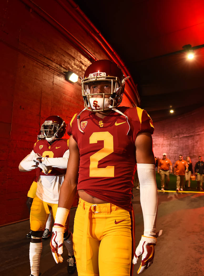 USC safety Bubba Bolden, a Bishop Gorman graduate, walks through the tunnel at Los Angeles Memorial Coliseum. Photo courtesy of USC Athletics.