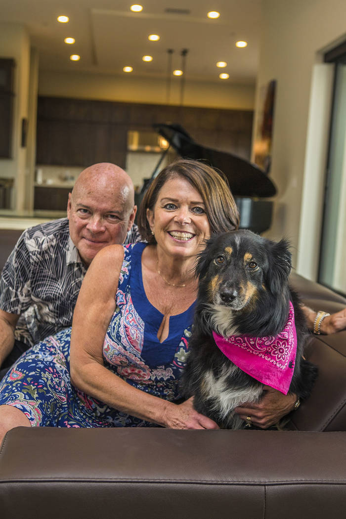 Jack and Patti Ball and their 9-year-old Australian Shepard, Rain, live in a 4,300-square-foot, two-story home at Lago Vista in Lake Las Vegas. (Lake Las Vegas)
