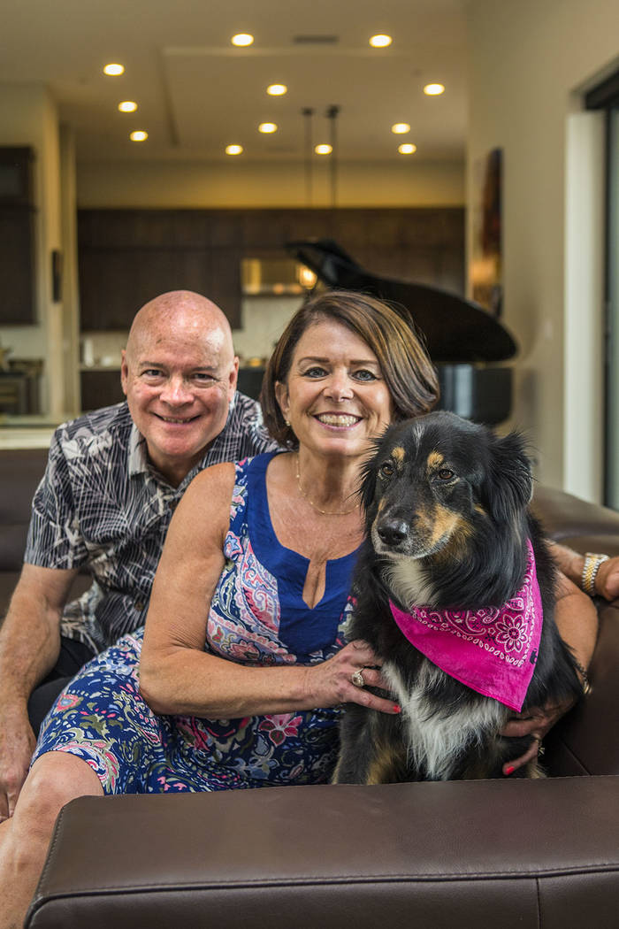 Jack and Patti Ball and their 9-year-old Australian Shepard, Rain, live in a 4,300-square-foot, two-story home at Lago Vista in Lake Las Vegas. (Lake Las Vegas)