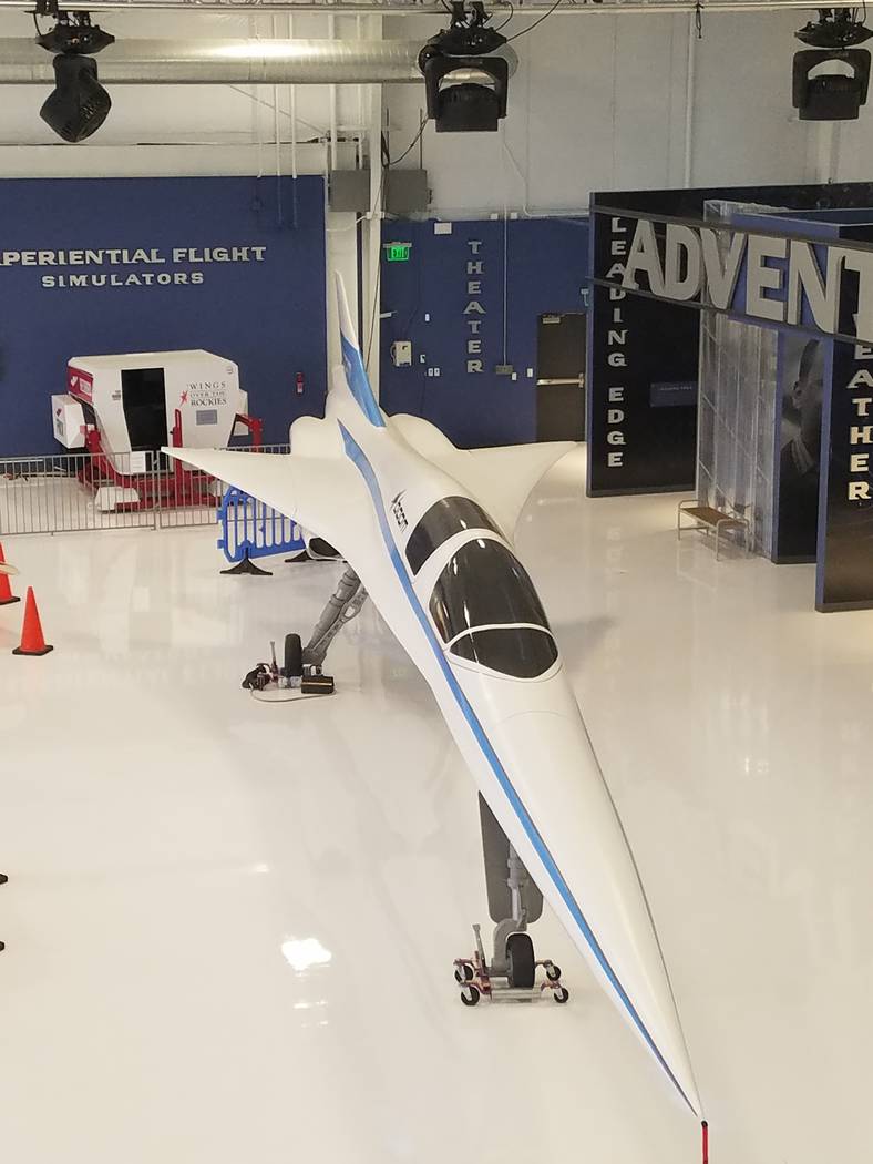 A scale model of the XB-1 "Baby Boom" test vehicle was on display Saturday, Aug. 18, 2018, at a hangar at Centennial Airport in Englewood, Colorado. Richard N. Velotta/Las Vegas Review-Journal