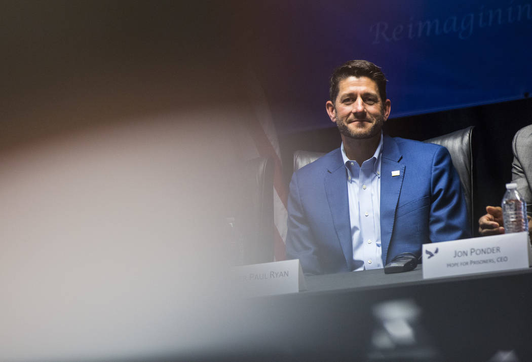 House Speaker Paul Ryan, R-Wis., during a roundtable discussion at Hope for Prisoners in Las Vegas on Wednesday, Aug. 22, 2018. Chase Stevens Las Vegas Review-Journal @csstevensphoto
