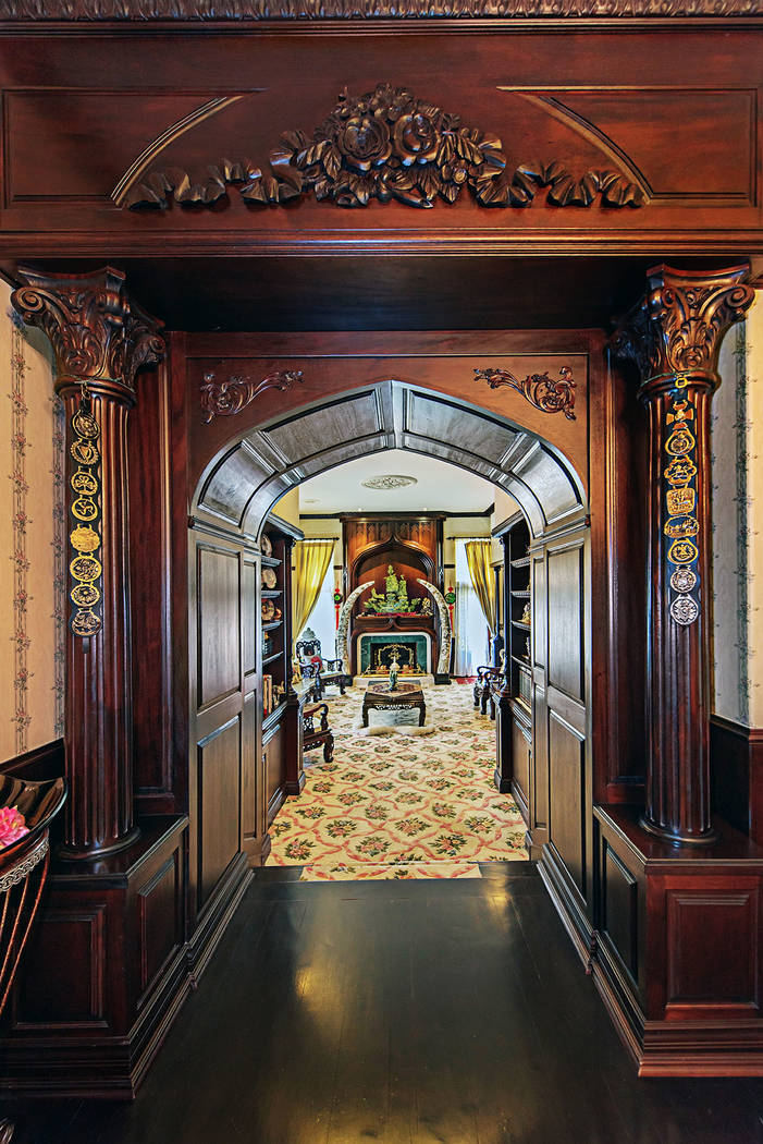 The castle features handcarved mahogany wood. (Rob Jensen Co.)