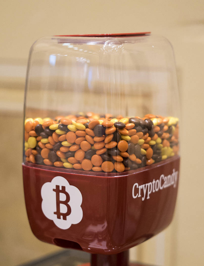 CryptoCandy machine photographed at Block Show at The Venetian in Las Vegas, Tuesday, Aug. 21, 2018. (Marcus Villagran/Las Vegas Review-Journal) @brokejournalist