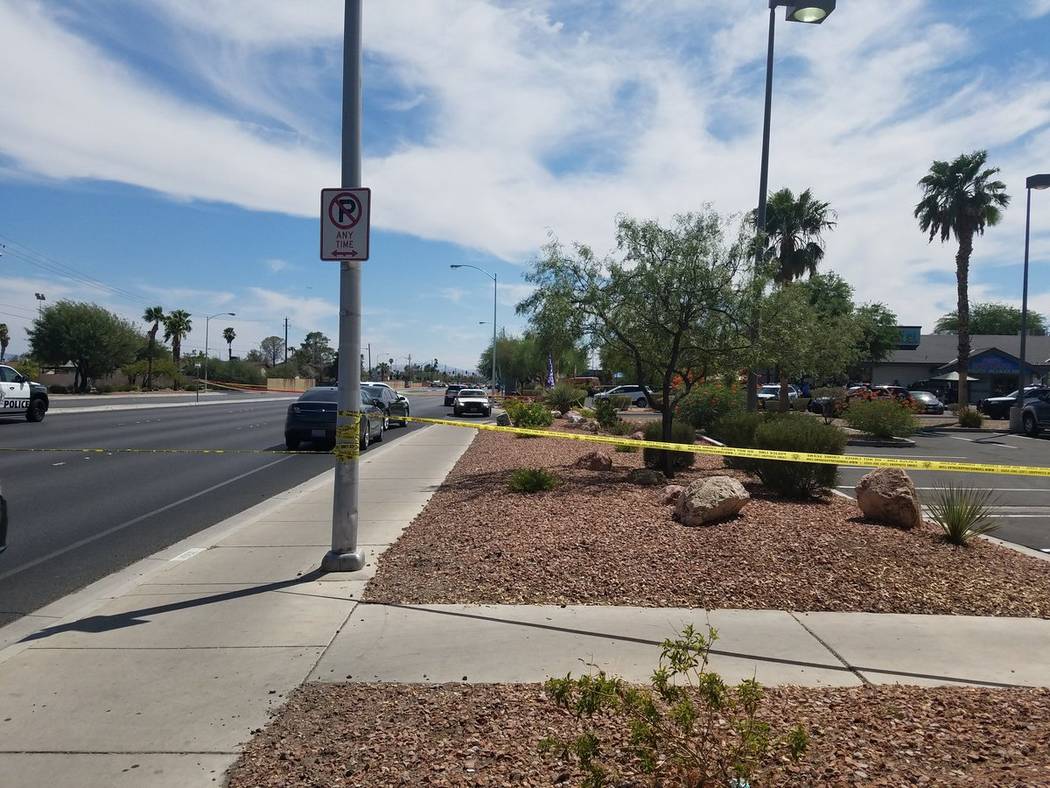 Las Vegas police are investigating an officer-involved shooting in the west Las Vegas Valley on Friday, Aug. 24, 2018. (Mike Shoro/Las Vegas Review-Journal)