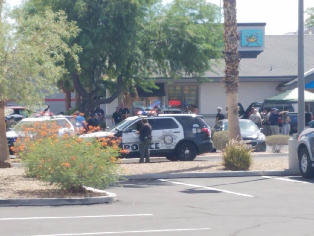 Las Vegas police are investigating an officer-involved shooting in the west Las Vegas Valley on Friday, Aug. 24, 2018. (Mike Shoro/Las Vegas Review-Journal)