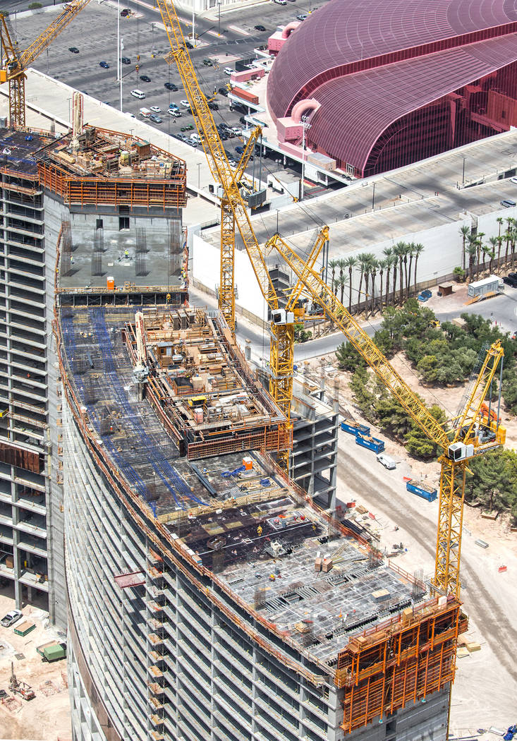Construction continues on Resorts World Las Vegas on Wednesday, Aug. 22, 2018, in Las Vegas. Benjamin Hager Las Vegas Review-Journal @benjaminhphoto
