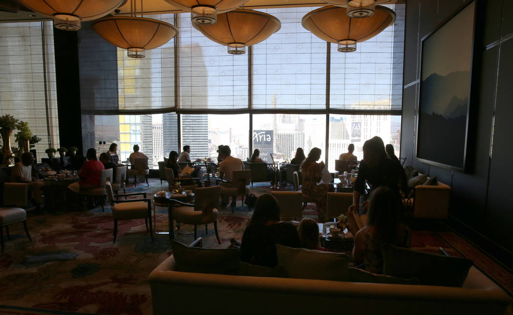 The Tea Lounge at the Waldorf Astoria features new furniture on the first day for the new Las Vegas hotel formerly known as Mandarin Oriental on the Strip Friday, Aug. 31, 2018. K.M. Cannon Las Ve ...
