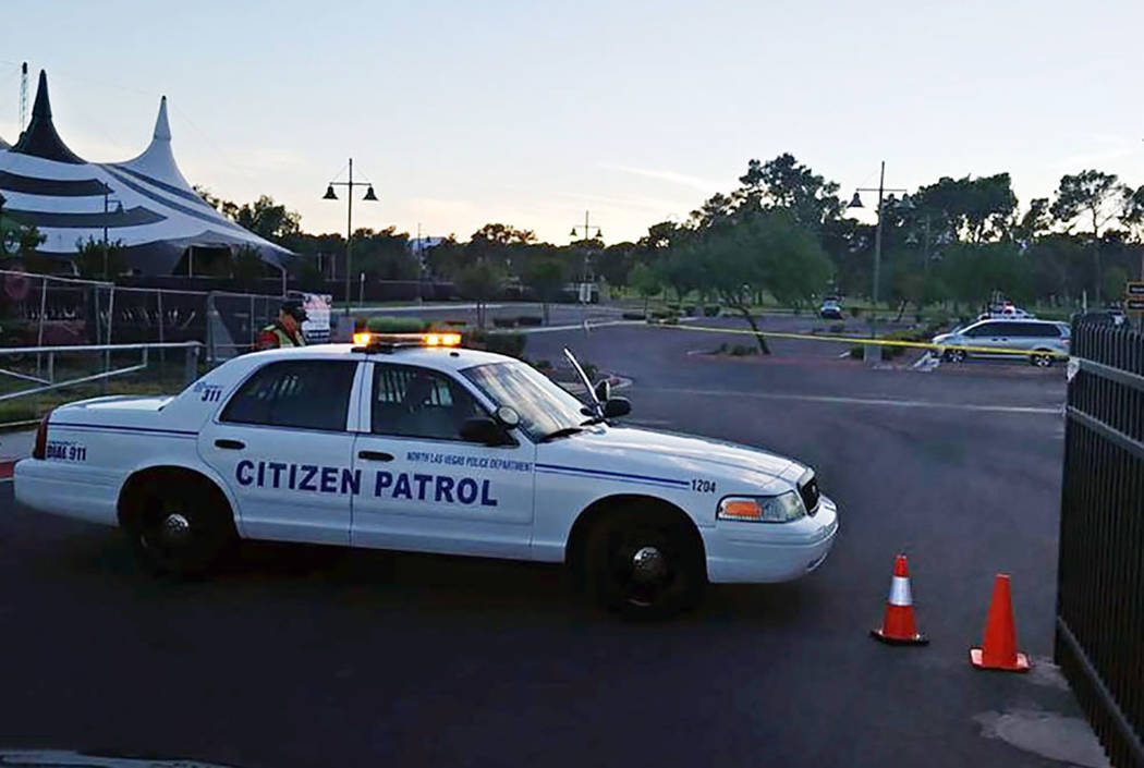 Police investigate a fatal shooting at Craig Ranch Regional Park in North Las Vegas on Thursday, Aug. 30, 2018. (Mike Shoro/Las Vegas Review-Journal)