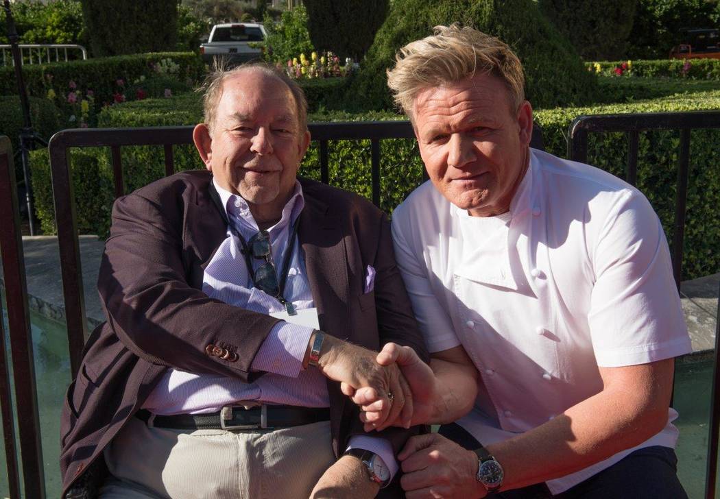 Gordon Ramsay with Robin Leach on Friday, April 28, 2017, in Las Vegas. (Tom Donoghue)