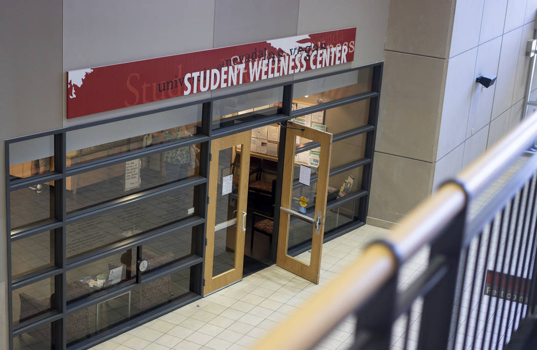 A view of the UNLV Student Recreation and Wellness Center in Las Vegas, Monday, Aug. 27, 2018. The wellness center added eight staff members to its mental health services after students lobbied fo ...