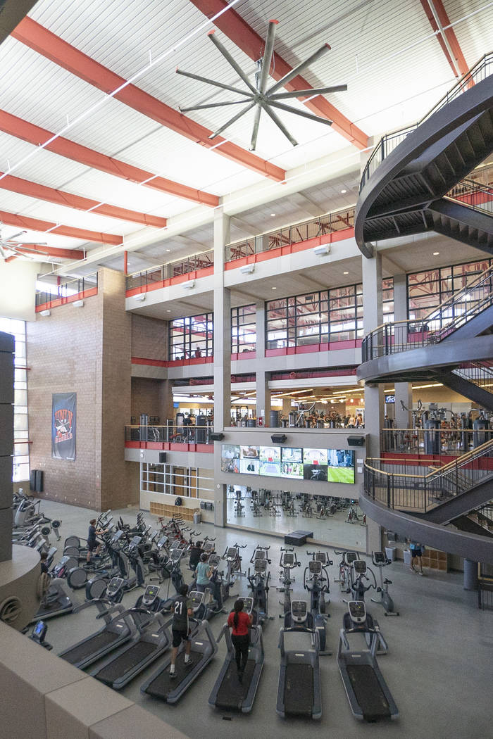 A view of the UNLV Student Recreation and Wellness Center in Las Vegas, Monday, Aug. 27, 2018. The wellness center added eight staff members to its mental health services after students lobbied fo ...