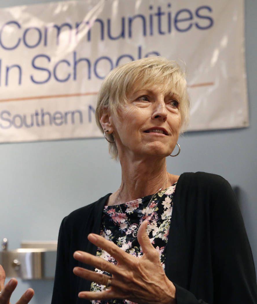 Cheri Ward, executive director of Communities In Schools (CIS) of Southern Nevada speaks during an interview with the Las Vegas Review-Journal at Robert Taylor Elementary School on Monday, Aug. 27 ...