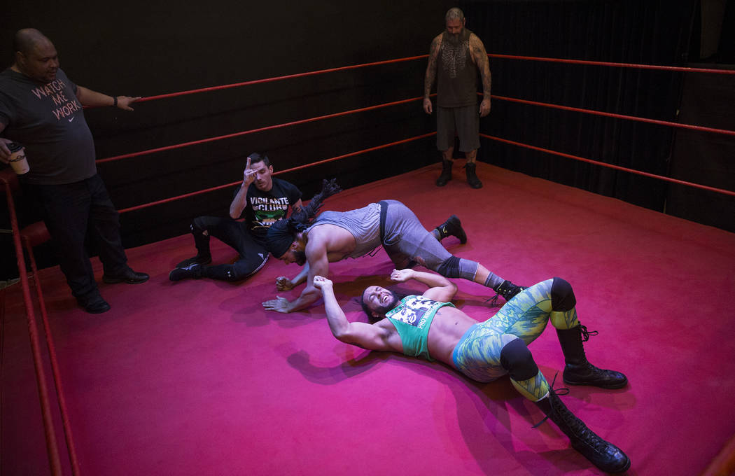 The Kings Ransom tag team practices at The Snake Pit Pro Wrestling Academy on Tuesday, March 6, 2018, in Las Vegas. Benjamin Hager Las Vegas Review-Journal @benjaminhphoto