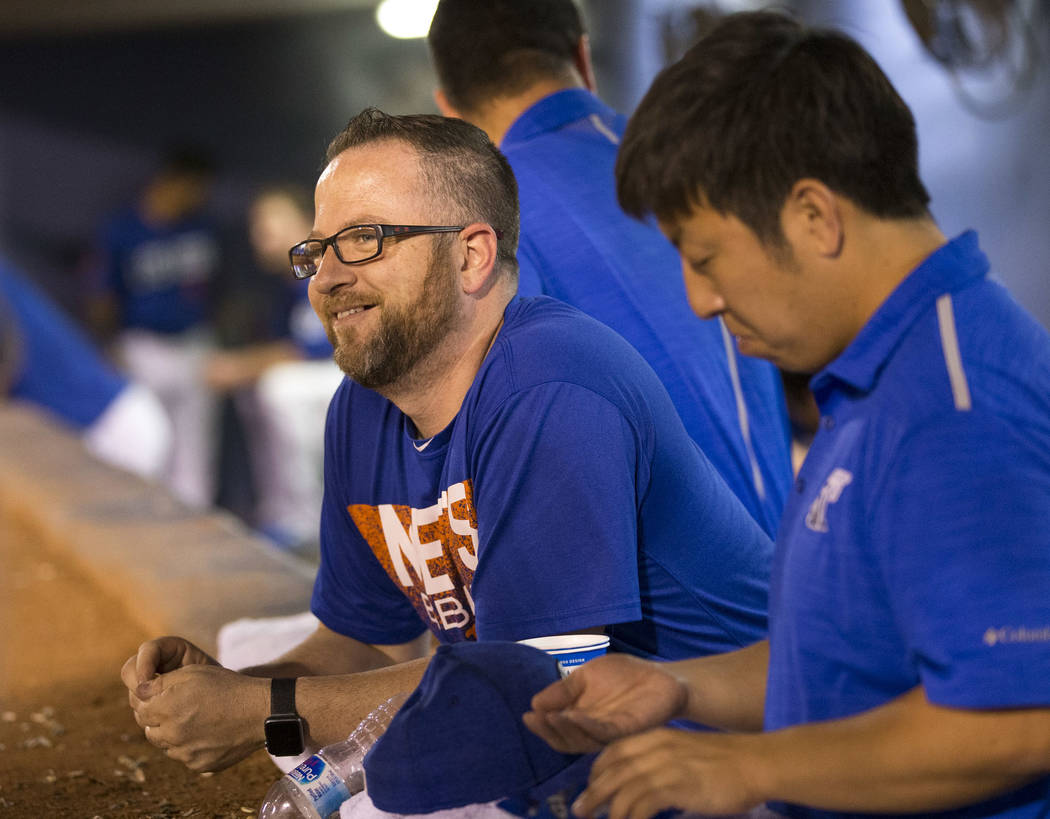 51's clubhouse manager Steve Dwyer looks on from the dugout during baseball game at Cashman Field in Las Vegas on Thursday, Aug. 23, 2018. Richard Brian Las Vegas Review-Journal @vegasphotograph