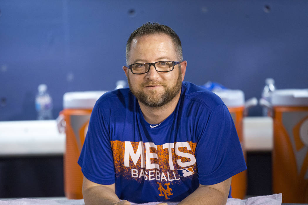 51's clubhouse manager Steve Dwyer poses in the dugout during baseball game at Cashman Field in Las Vegas on Thursday, Aug. 23, 2018. Richard Brian Las Vegas Review-Journal @vegasphotograph